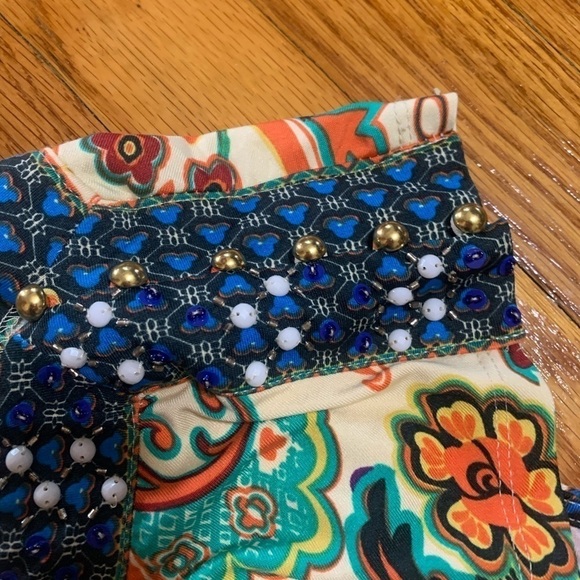 ECI FLARED EMBELLISHED BEADED PRINT DRESS w/ BELT - COLORFUL SIZE 4 - Picture 10 of 13